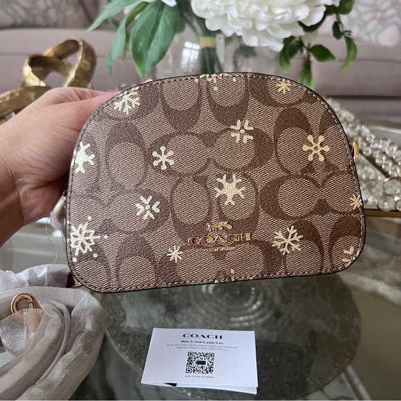 Coach Mini Serena Crossbody In Signature Canvas With Snowflake Print CE699 - Picture 3 of 11